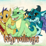 Wyrmlings title surrounded by several colorful young dragons