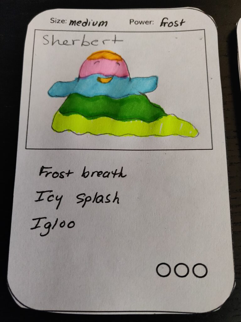 Sherbert the colorful frost slime, one of the guardians we made