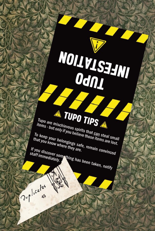 Tupo infestation sign that was decorating a page in the game